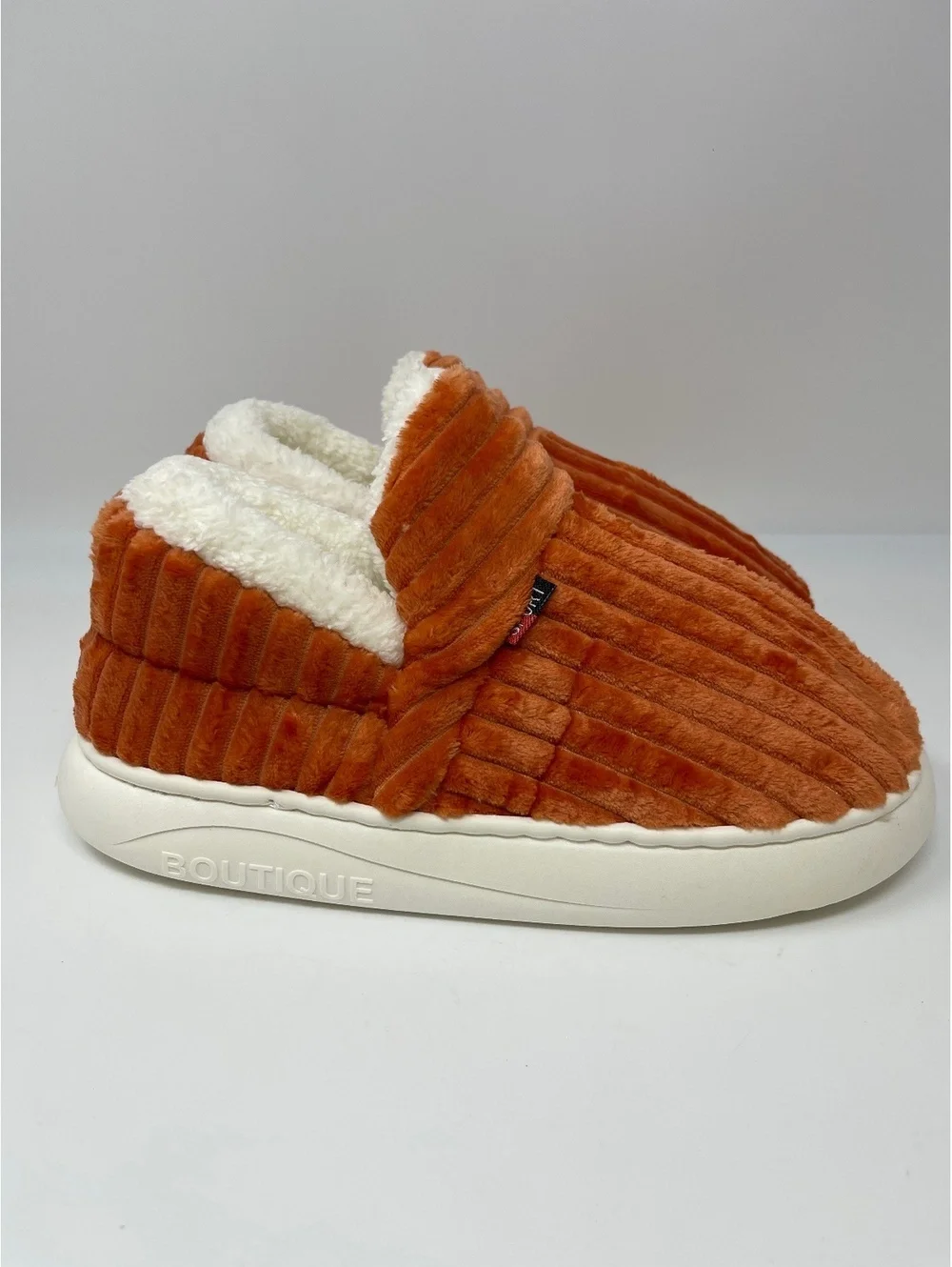 Boutique Orange Corduroy Fleece Lined Slippers Mules Platform EU 42-43 9-10